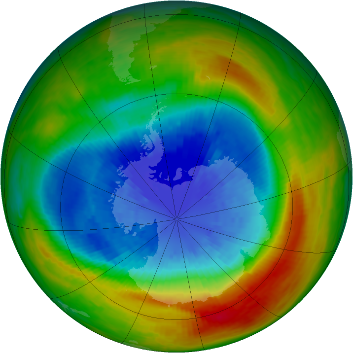 Antarctic ozone map for 16 September 1988